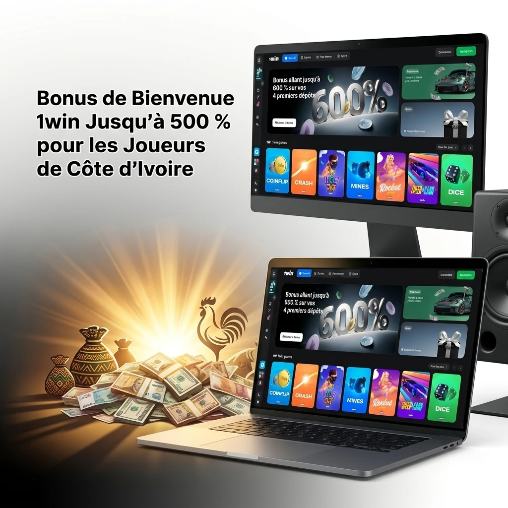 Bonus de bienvenue 1win jusqu'à 500 % pour joueurs ivoiriens avec tours gratuits et paris sportifs