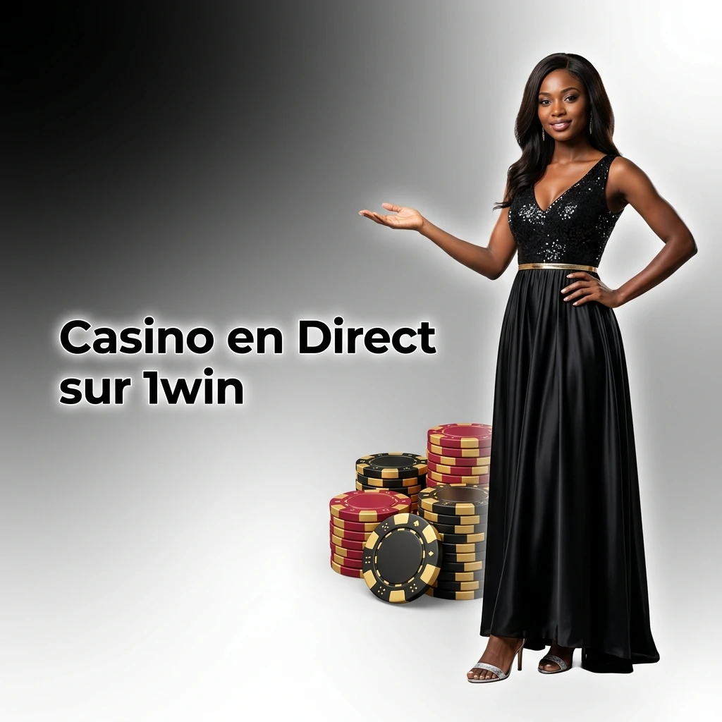 Croupier en direct sur 1win diffusant roulette, blackjack et baccarat en studio HD pour joueurs ivoiriens