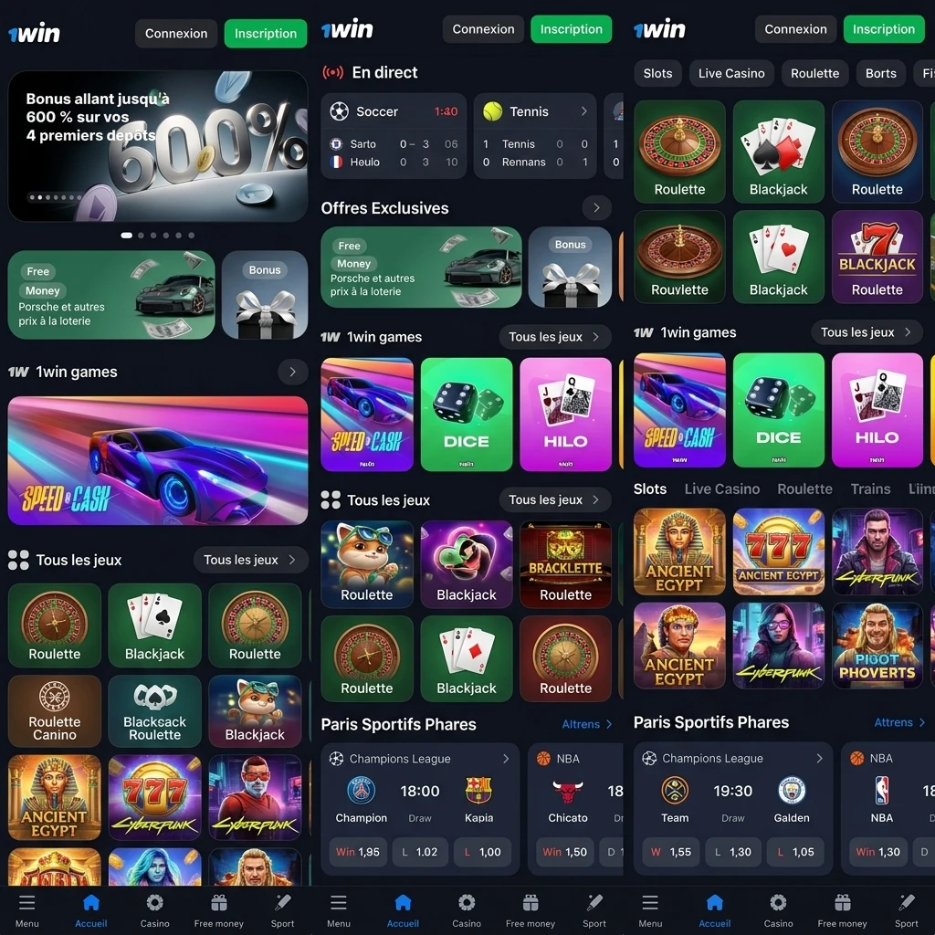 Interface mobile 1win Côte d'Ivoire : bonus, paris sportifs, casino et paiements en XOF