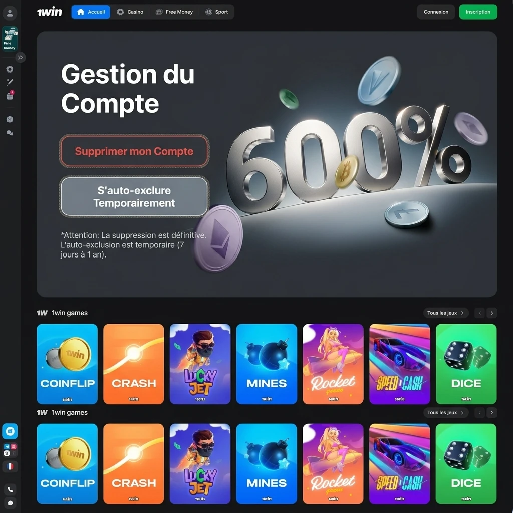Étapes pour supprimer votre compte 1win : retrait des fonds, paramètres et contact du support.