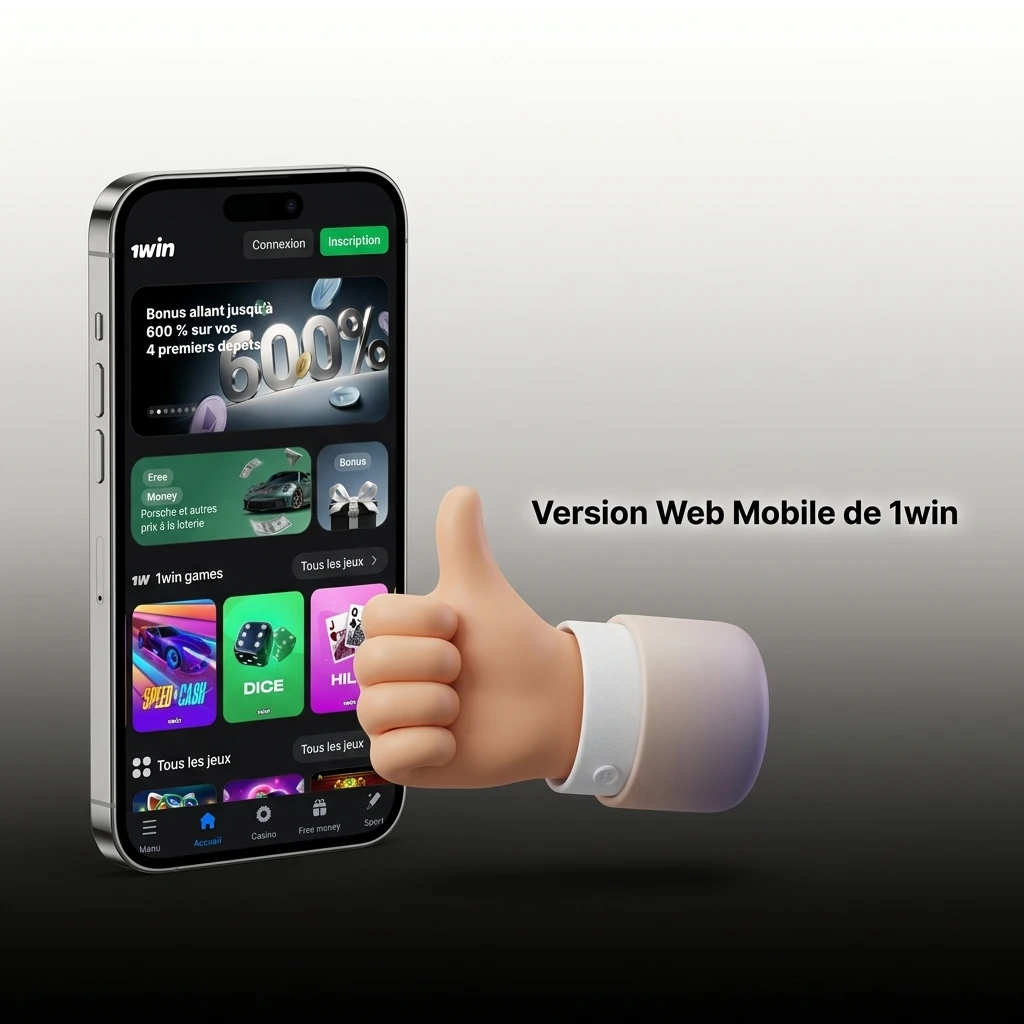 Version web mobile 1win accessible sur smartphone et tablette via navigateur sans téléchargement en Côte d'Ivoire