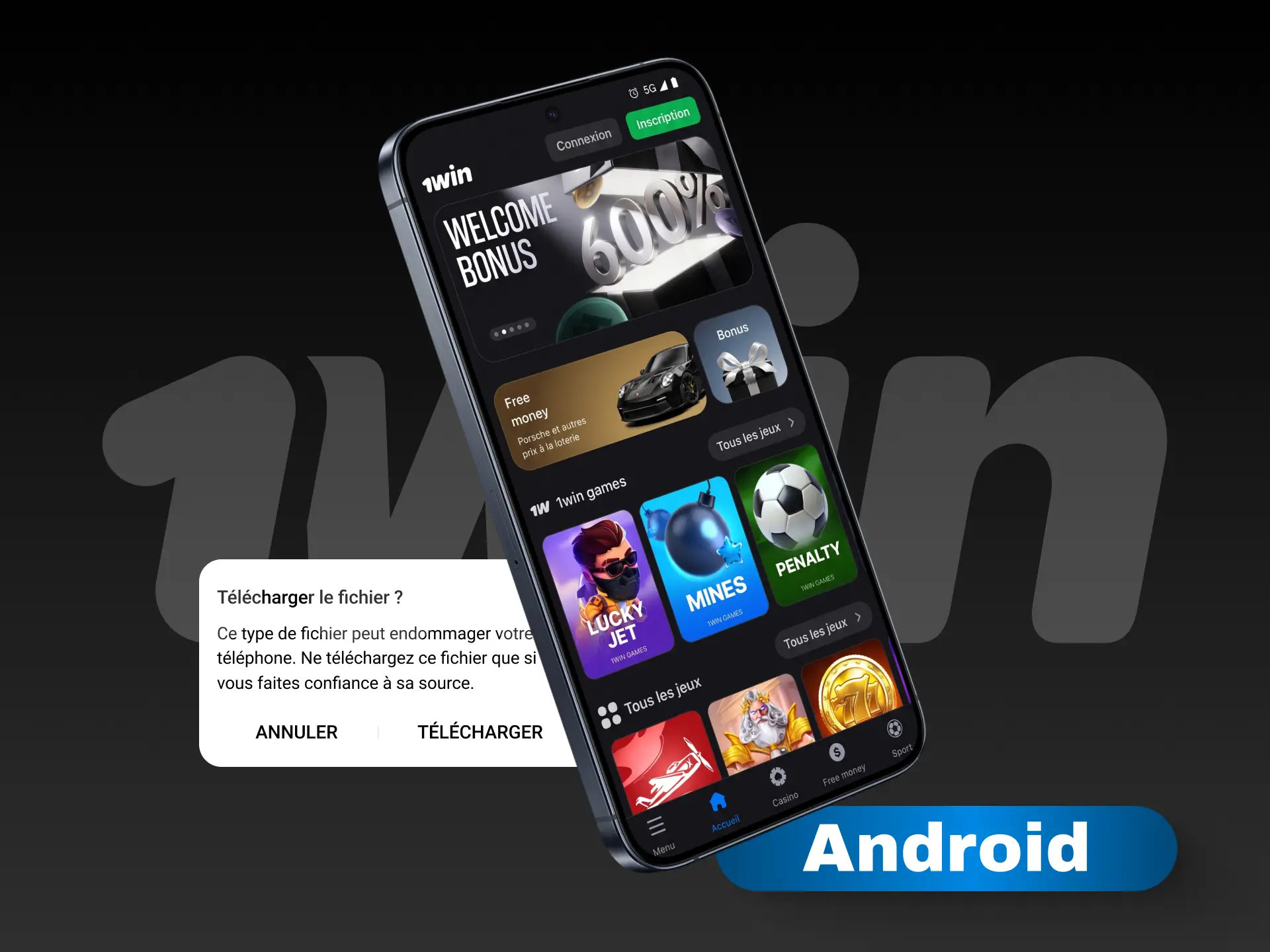 Téléchargez l'application 1win pour Android et pariez en déplacement en Côte d'Ivoire.