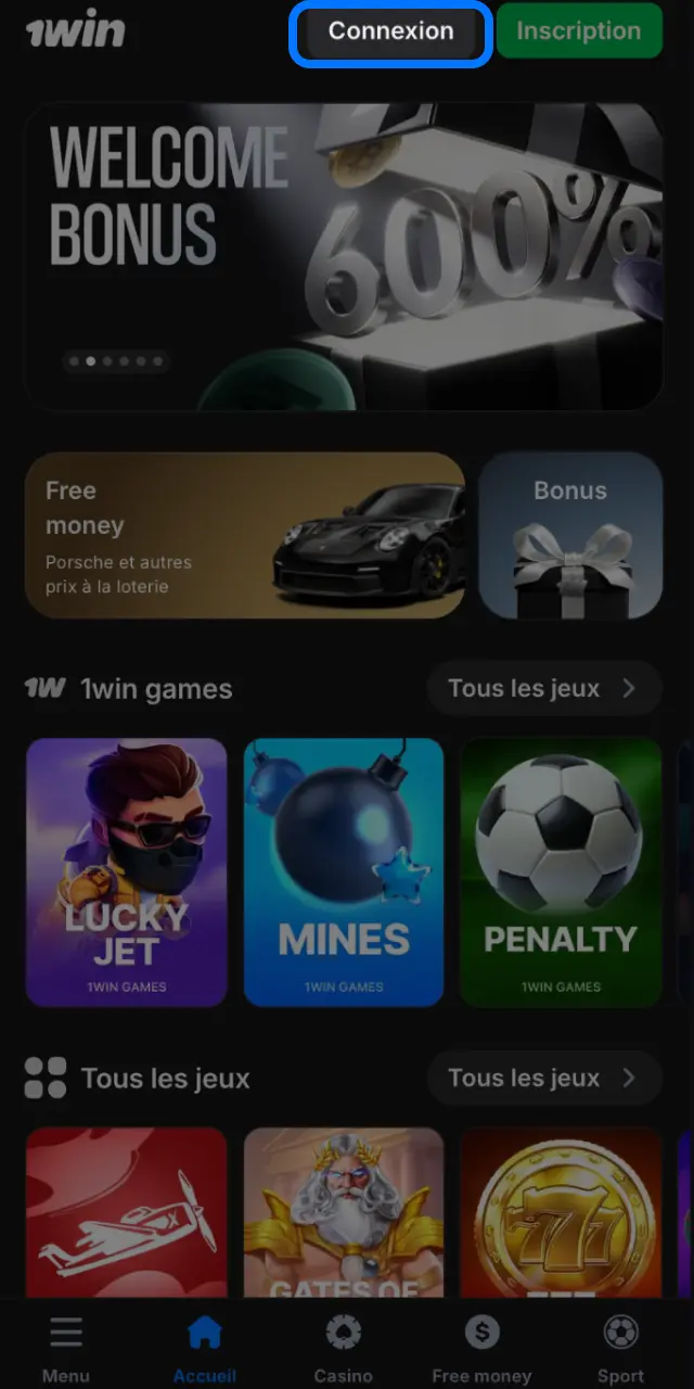 Cliquez sur le bouton ci-dessous pour ouvrir la page de connexion 1win en Côte d'Ivoire.