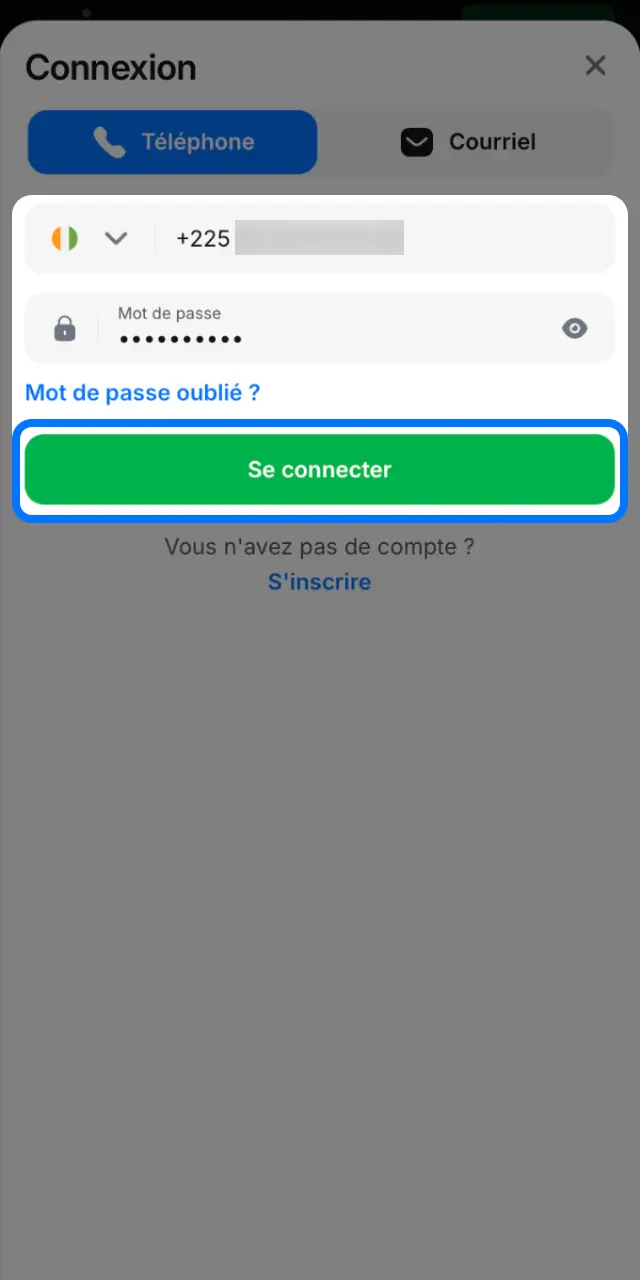 Connectez-vous à votre compte 1win via le site mobile ou le raccourci PWA.
