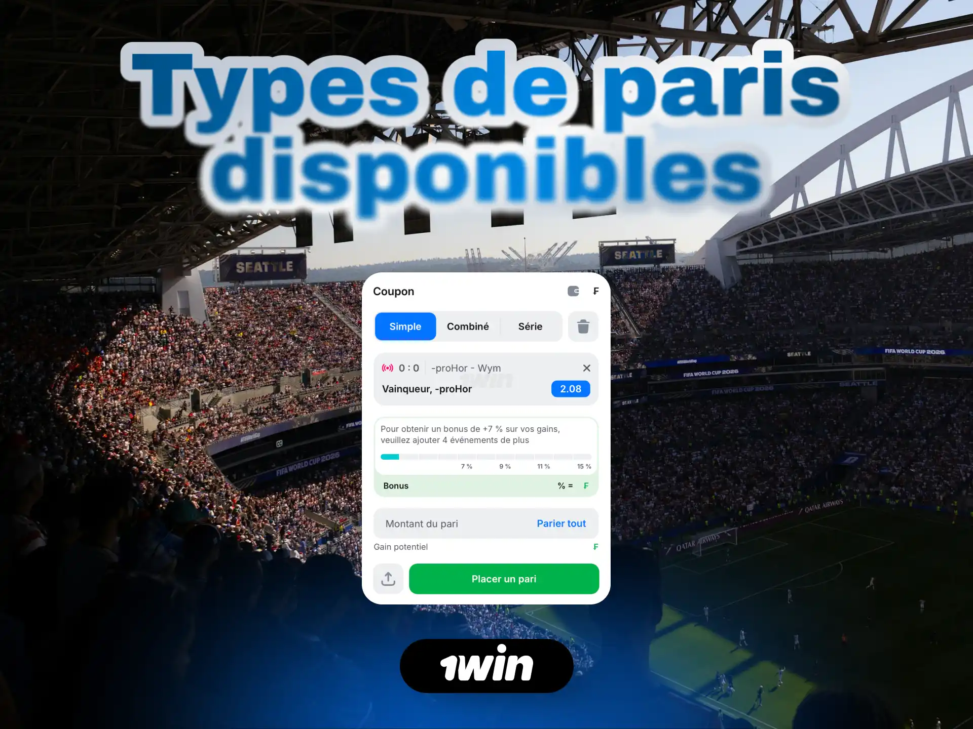 Types de paris disponibles sur 1win incluant simples, combinés et systèmes.