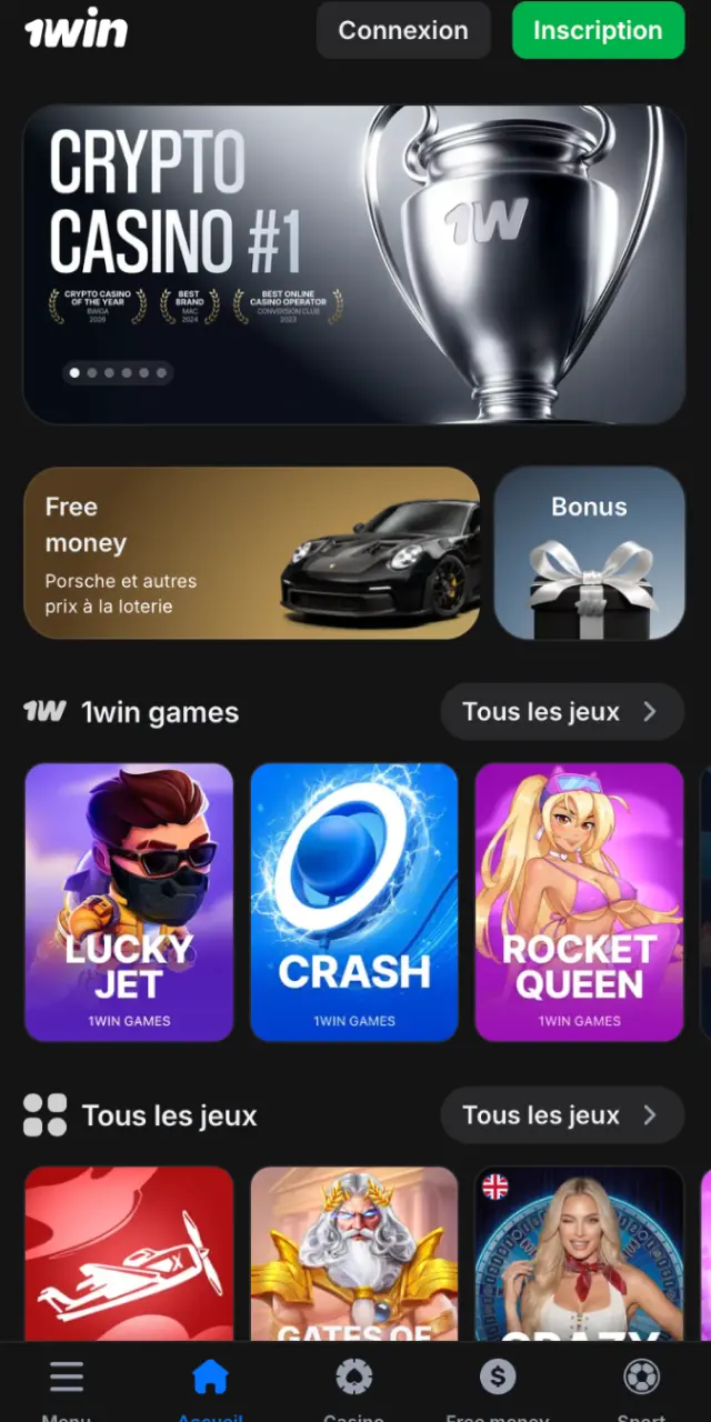 Ouvrez la version mobile de 1win dans votre navigateur ou le raccourci PWA.