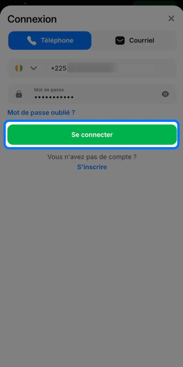 Appuyez sur Se connecter sur 1win pour accéder à votre tableau de bord.