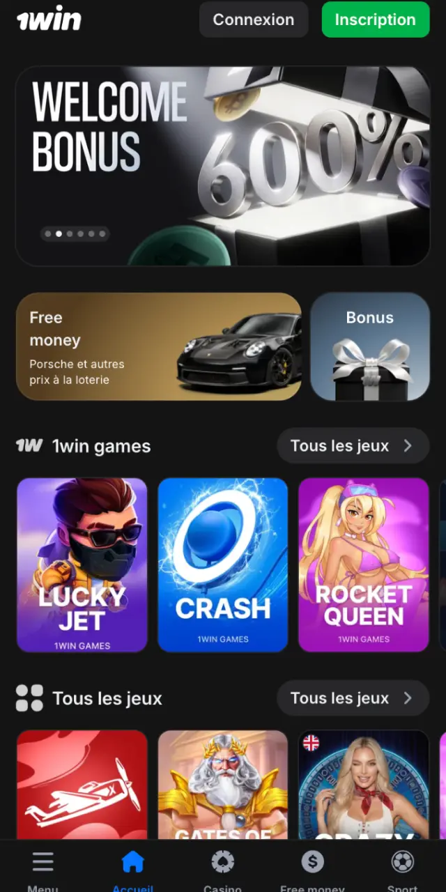 Accédez au site officiel 1win depuis votre navigateur mobile ou le raccourci PWA.