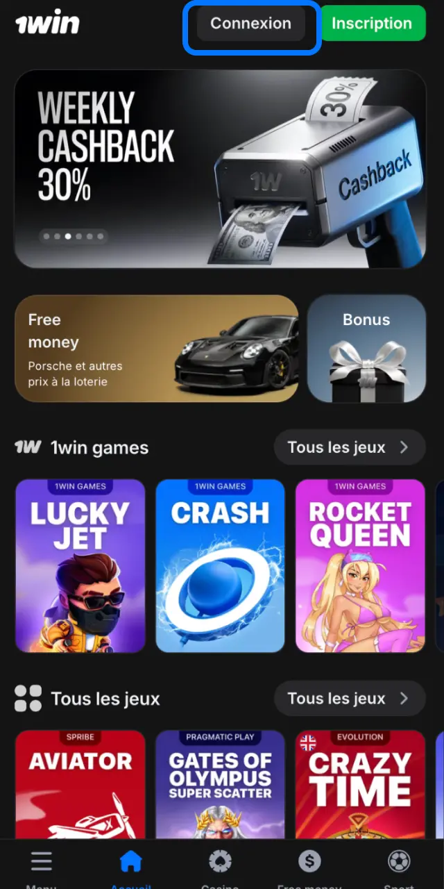 Finalisez l'installation de l'application 1win et connectez-vous pour jouer à Aviator.