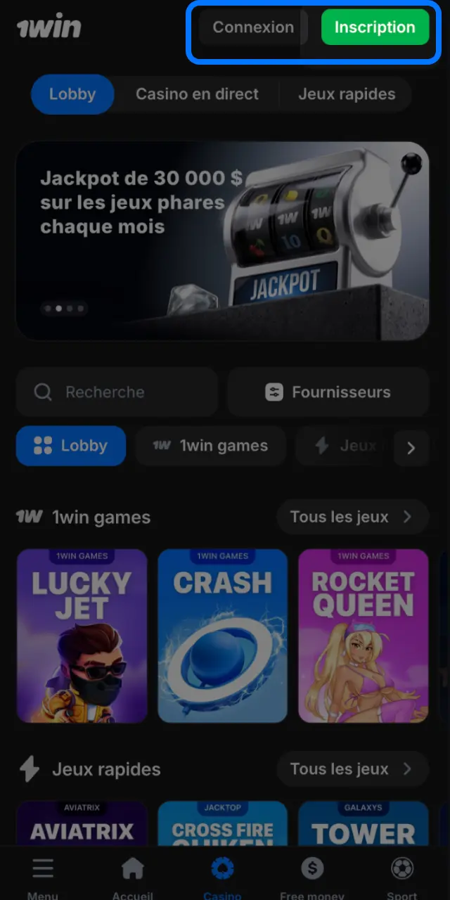 Cliquez sur le bouton Visiter et remplissez le formulaire d'inscription 1win en Côte d'Ivoire.