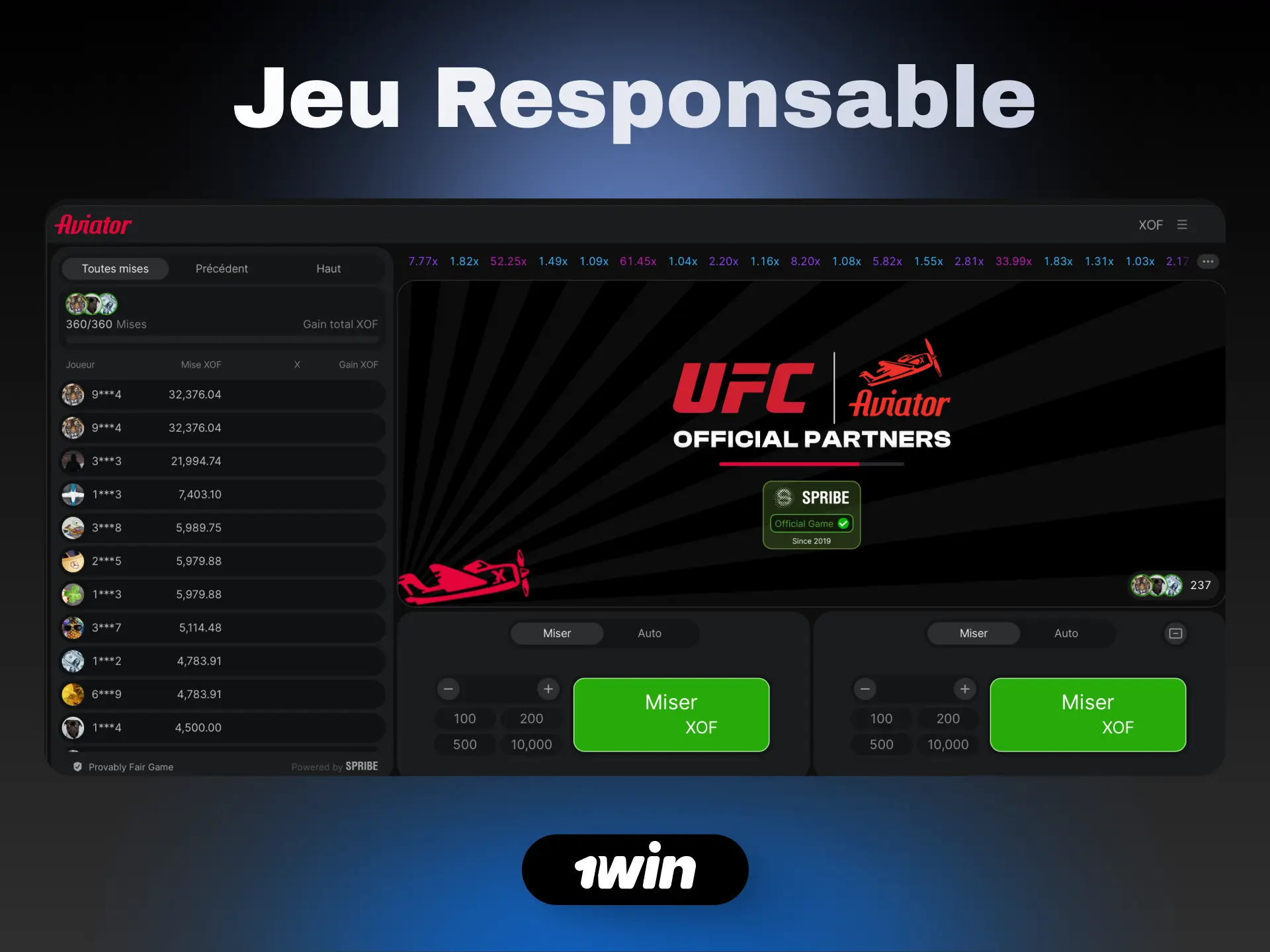 Outils de jeu responsable 1win pour Aviator en Côte d'Ivoire.