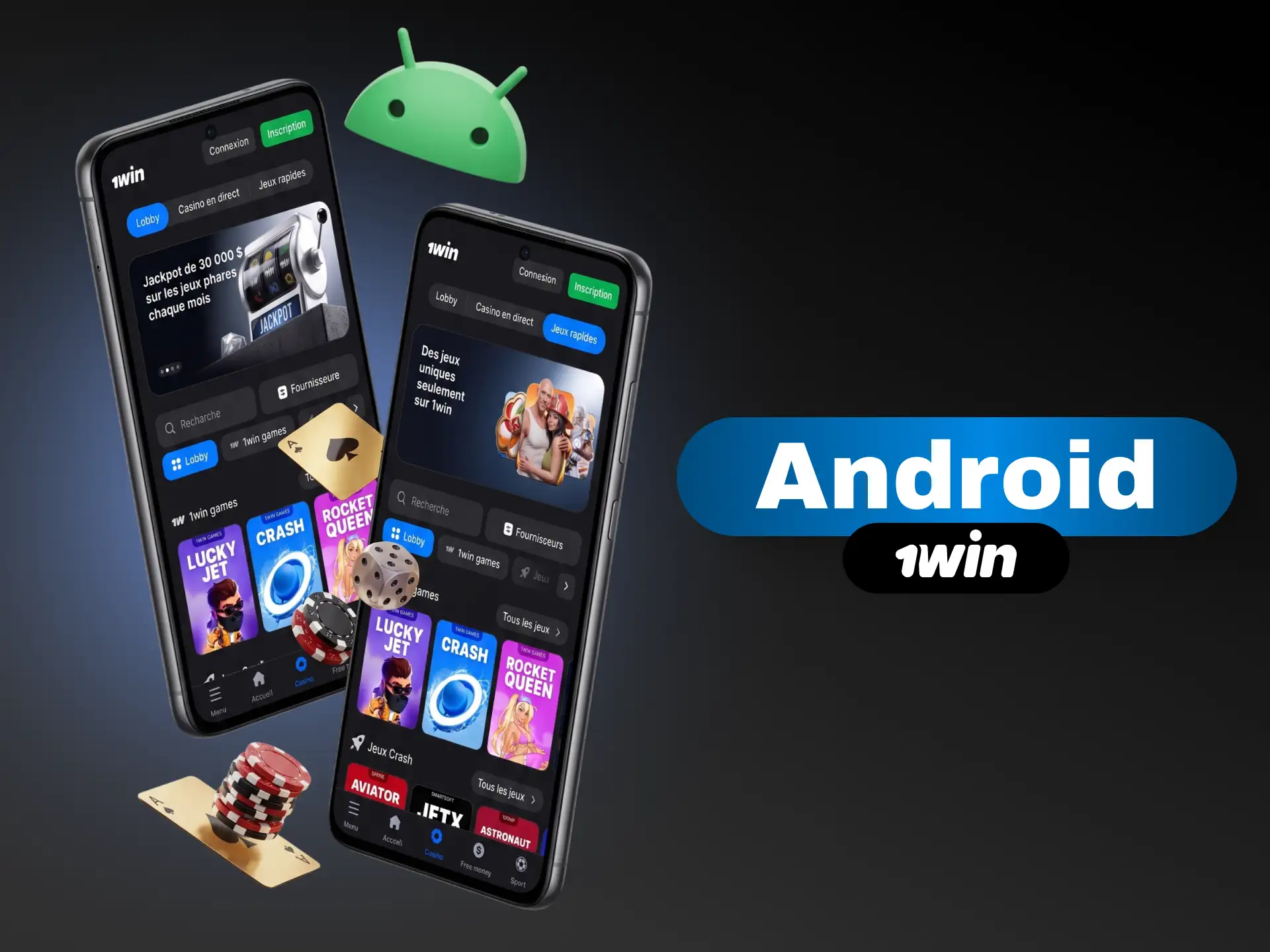 Téléchargez l'application 1win pour Android et jouez au casino en Côte d'Ivoire.