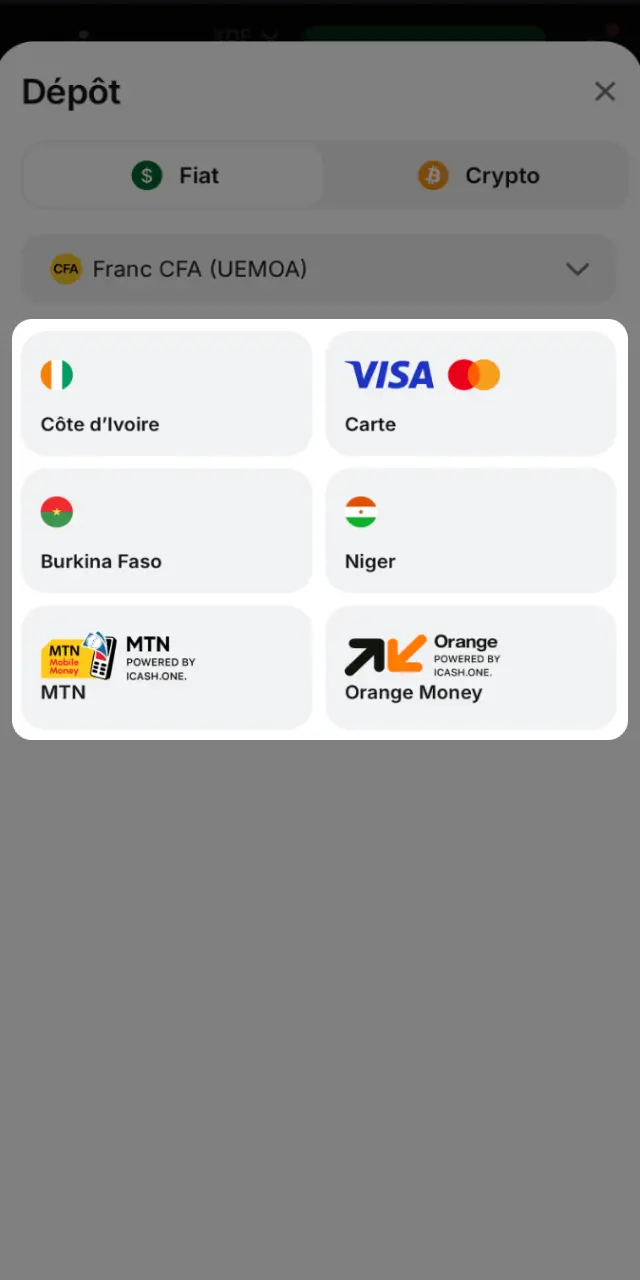 Effectuez un dépôt sur 1win en Côte d'Ivoire pour commencer à jouer.