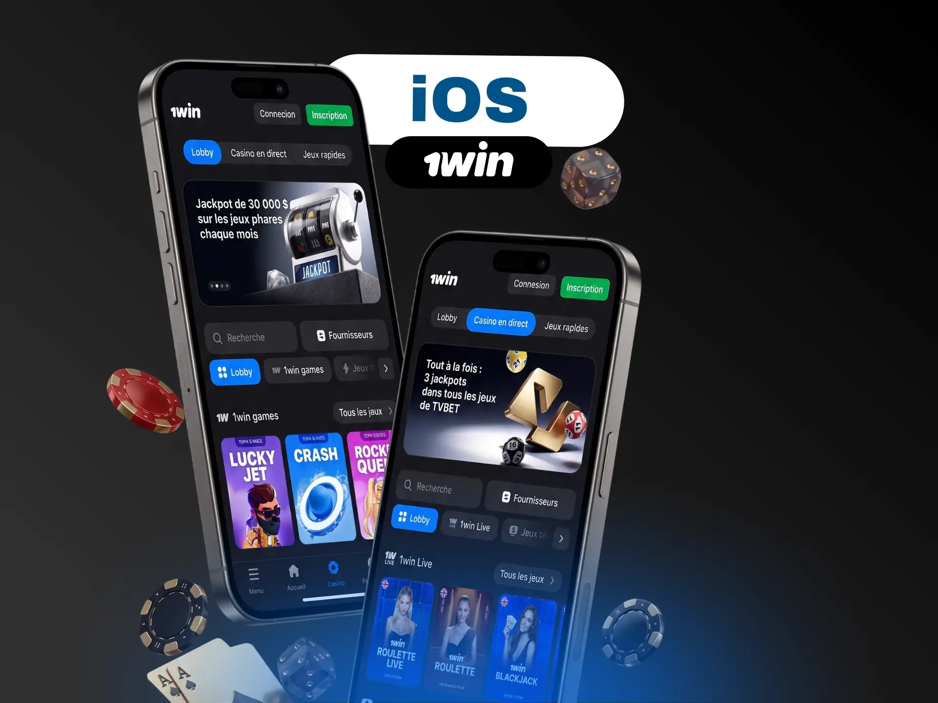 Installez l'application 1win pour iOS et jouez au casino en Côte d'Ivoire.
