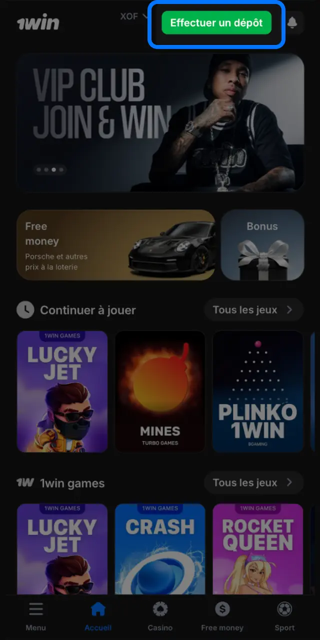 Rendez-vous dans la section Caisse ou Dépôt de 1win pour voir toutes les options de paiement.