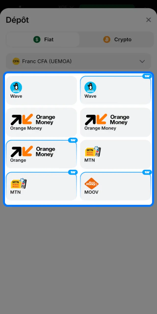 Sélectionnez votre méthode de paiement sur 1win par Visa, Mastercard ou crypto-monnaie.