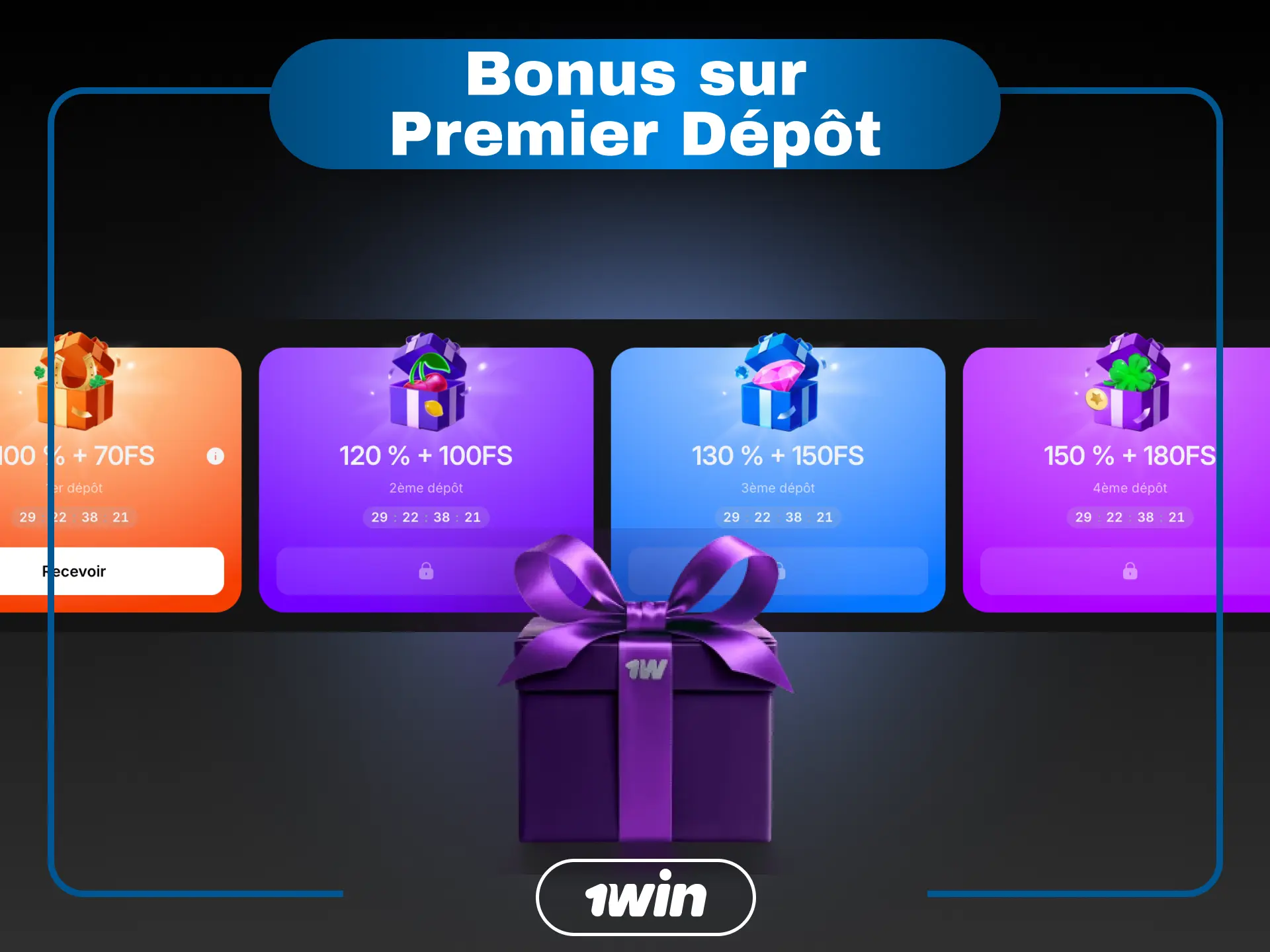 Bonus sur premier dépôt 1win en Côte d'Ivoire avec des fonds supplémentaires pour les nouveaux joueurs.