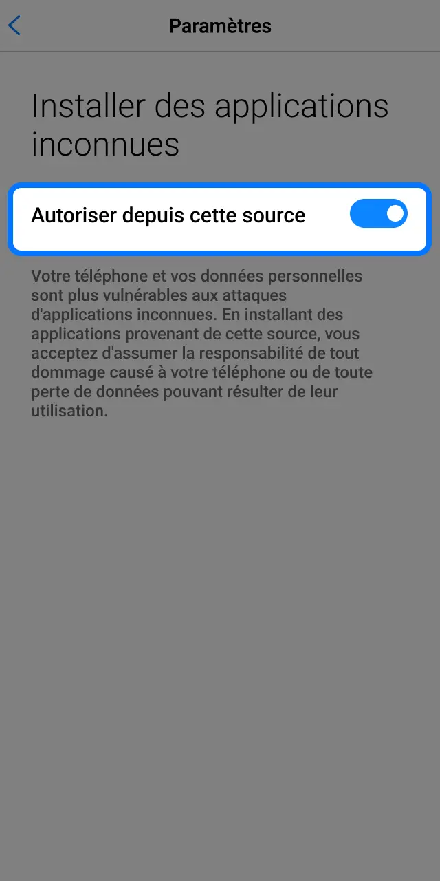 Autorisez les sources inconnues sur Android pour installer l'application 1win.