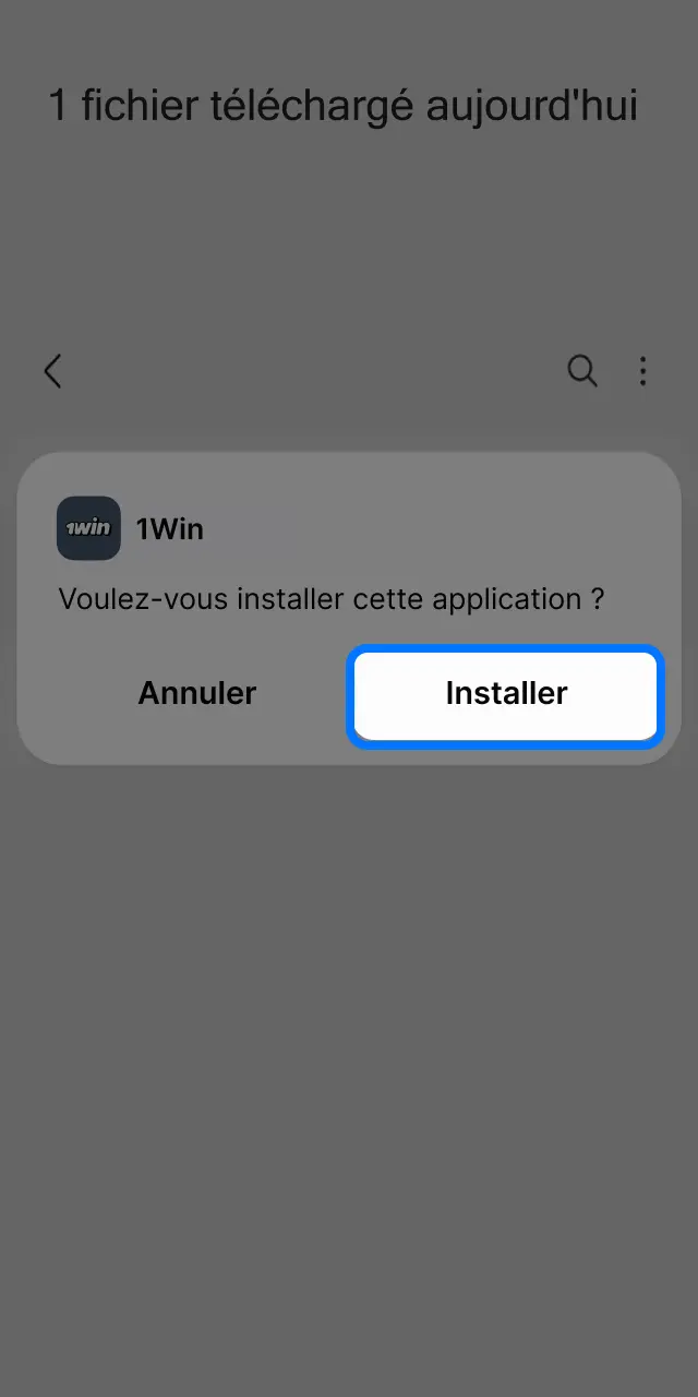 Localisez le fichier APK 1win et installez l'application sur votre Android.