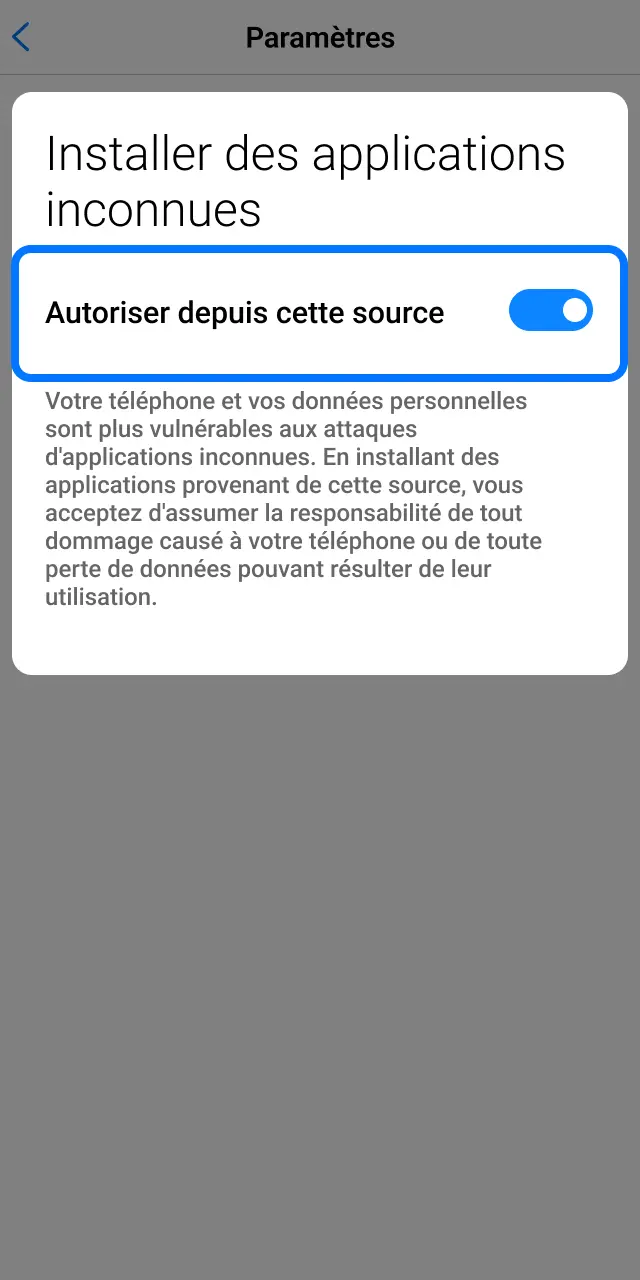 Autorisez les sources inconnues sur Android pour installer l'application 1win.