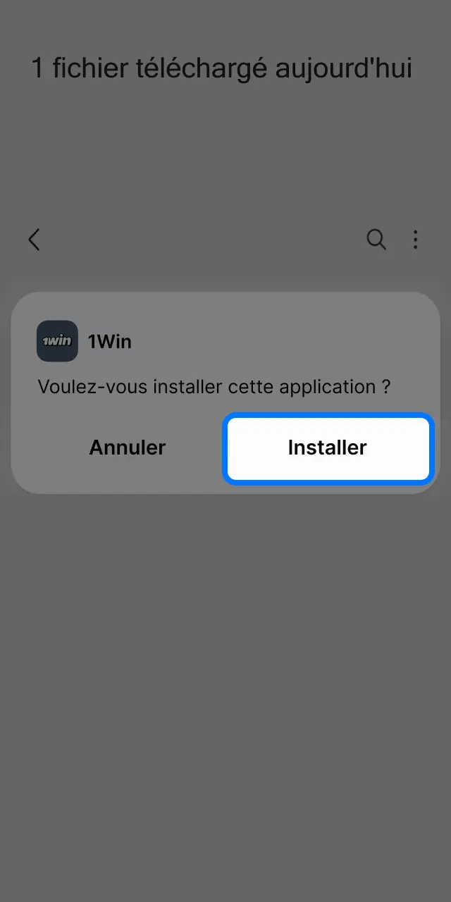 Localisez le fichier APK 1win et installez l'application sur votre Android.