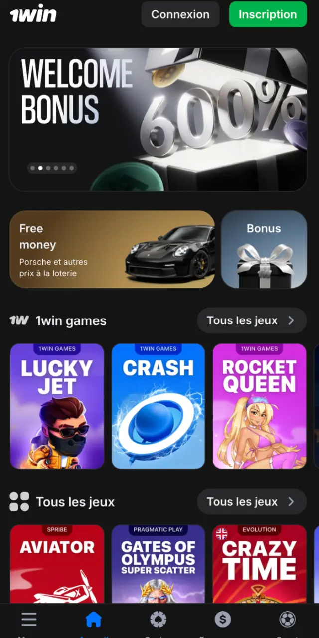Ouvrez l'application 1win sur Android et connectez-vous pour jouer à Mines.