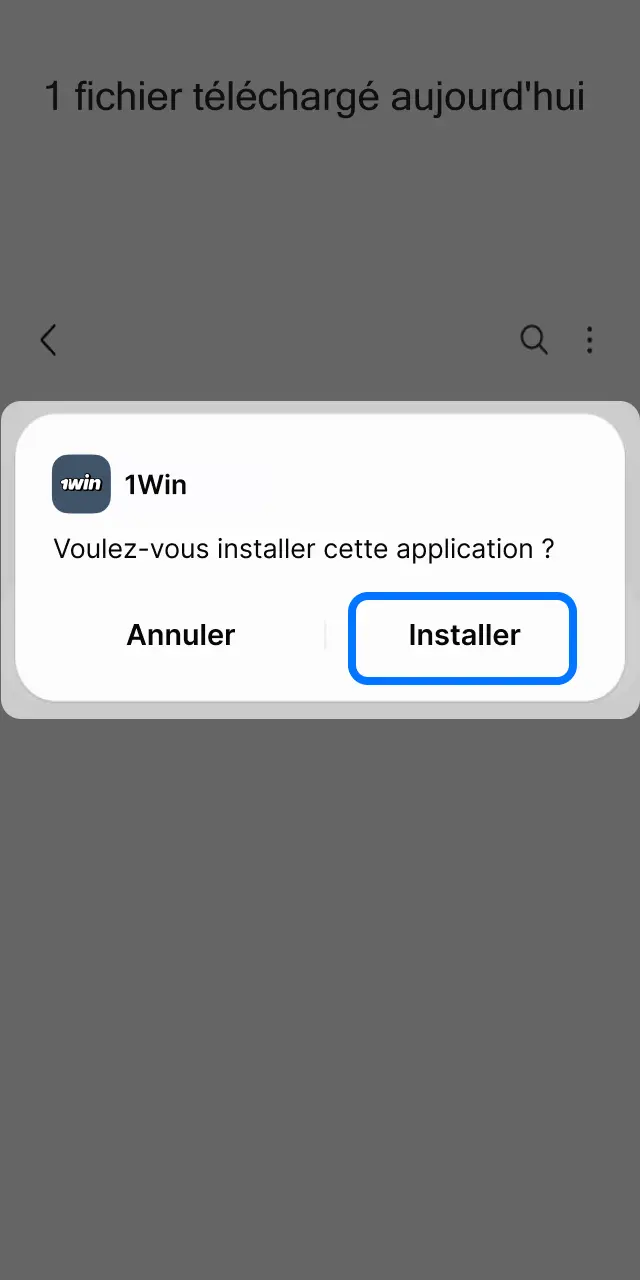 Localisez le fichier APK 1win et installez l'application sur votre Android.