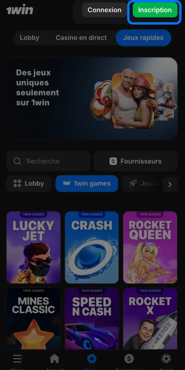 Cliquez sur Visiter et remplissez le formulaire d'inscription 1win en Côte d'Ivoire.