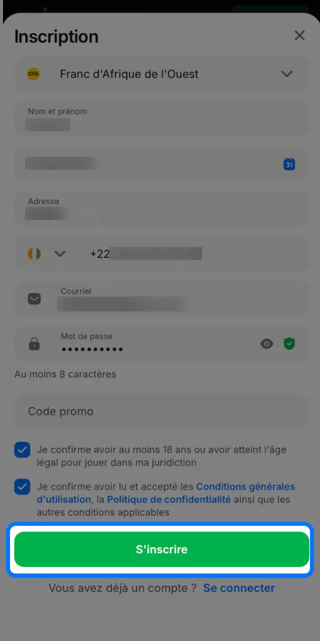 Validez votre inscription 1win et recevez la confirmation par SMS ou e-mail.
