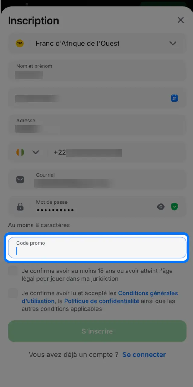 Saisissez votre code promotionnel 1win et activez le bonus de bienvenue en Côte d'Ivoire.